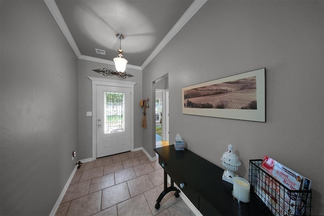 1840 Kamber Ter, Edmond, OK 73003 - tiled foyer entrance with ornamental molding and baseboards