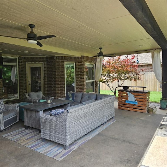 1840 Kamber Ter, Edmond, OK 73003 - view of patio with a ceiling fan and an outdoor hangout area