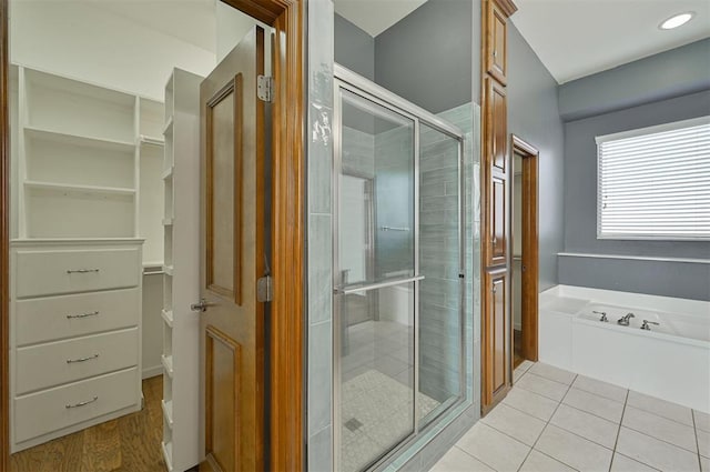 5404 NW 119th St, Oklahoma City, OK 73162 - full bath with a shower stall, a garden tub, and tile patterned floors