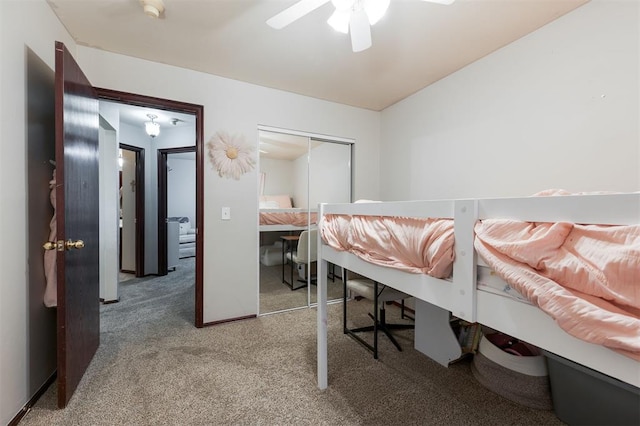 2001 Fair Meadow Dr, Edmond, OK 73003 - bedroom featuring carpet flooring, a closet, a desk, and ceiling fan