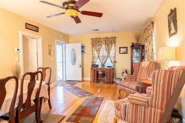 828 N Pine St, Pauls Valley, OK 73075 - entryway with light wood-type flooring and a ceiling fan