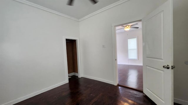 1401 W College Ave, Guthrie, OK 73044 - spare room with a ceiling fan, ornamental molding, and wood finished floors