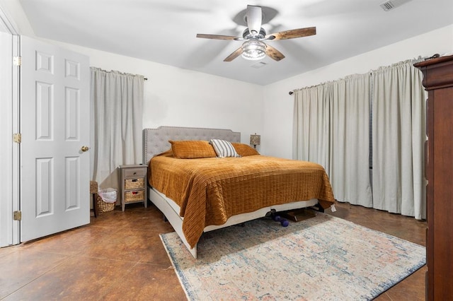 275 S Ranchette Rd, Mead, OK 73449 - tiled bedroom featuring ceiling fan