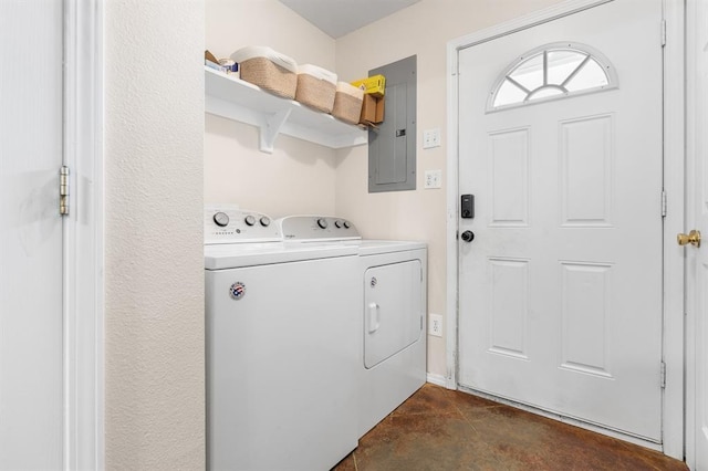 275 S Ranchette Rd, Mead, OK 73449 - washroom featuring washing machine and dryer and electric panel
