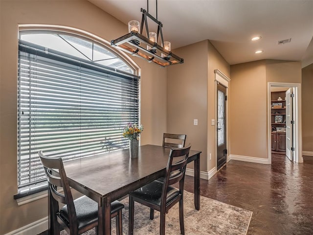 19855 Walker Rd, Mcloud, OK 74851 - dining area with healthy amount of natural light, recessed lighting, and a chandelier