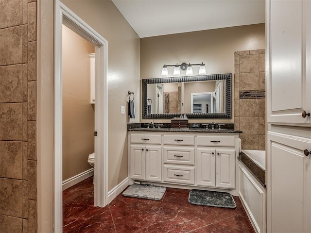 19855 Walker Rd, Mcloud, OK 74851 - bathroom with double vanity and a tub to relax in