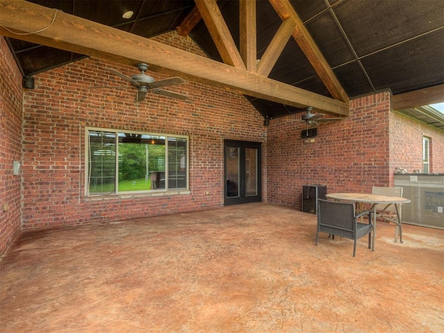 19855 Walker Rd, Mcloud, OK 74851 - view of patio featuring french doors and ceiling fan