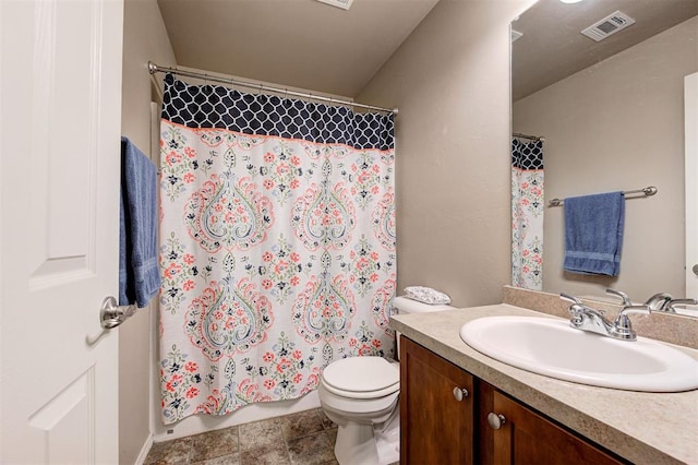 19100 SE 134th St, Mcloud, OK 74851 - full bathroom featuring vanity, a shower with curtain, and tile patterned floors