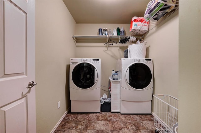19100 SE 134th St, Mcloud, OK 74851 - washroom featuring washing machine and clothes dryer and stone finish floors