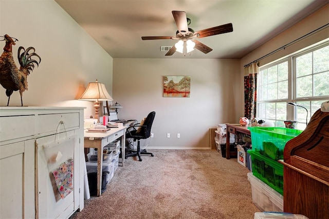 19100 SE 134th St, Mcloud, OK 74851 - carpeted office with a ceiling fan and baseboards