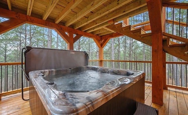 1723 Pine Hills Rd, Broken Bow, OK 74728 - wooden deck with a hot tub