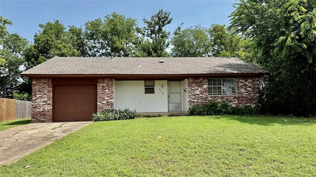 2719 Osage Way, Norman, OK 73071 - ranch-style house with an attached garage, driveway, brick siding, and a shingled roof