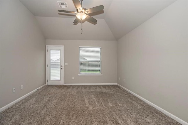 4217 NW 151st St, Edmond, OK 73013 - carpeted empty room featuring vaulted ceiling and a ceiling fan