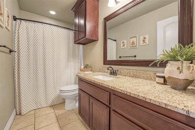 1101 Northridge Blvd, Altus, OK 73521 - bathroom with vanity, tile patterned floors, recessed lighting, and a shower with shower curtain