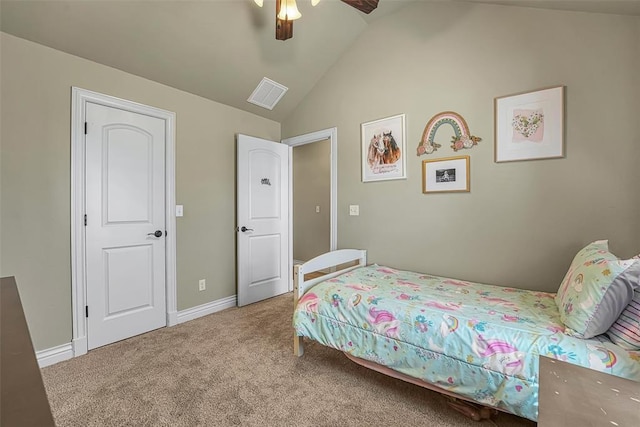 1101 Northridge Blvd, Altus, OK 73521 - carpeted bedroom with vaulted ceiling and a ceiling fan