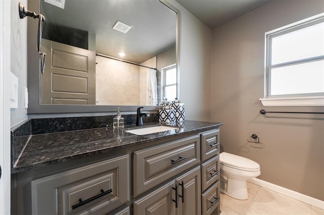 16101 Villa Valeria Way, Edmond, OK 73013 - bathroom featuring vanity, tile patterned floors, and curtained shower
