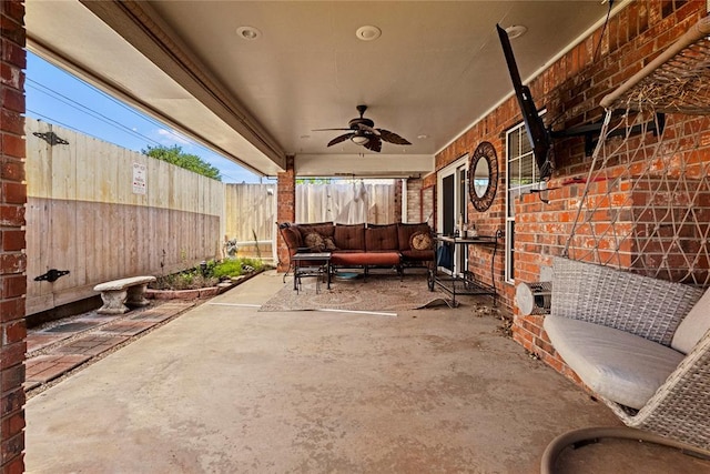 901 Gartrell Pl, Weatherford, OK 73096 - view of patio / terrace with ceiling fan and outdoor lounge area