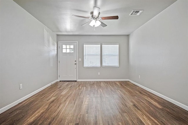 909 Buck Dr, Shawnee, OK 74801 - entryway featuring ceiling fan and wood finished floors