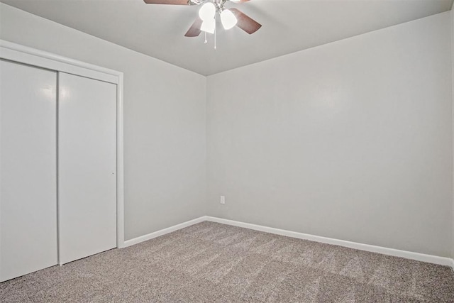 909 Buck Dr, Shawnee, OK 74801 - unfurnished bedroom featuring carpet floors, a closet, and ceiling fan