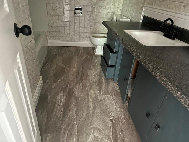 115 S Main St, Sharon, OK 73857 - bathroom featuring tile walls, vanity, a bathtub, and a shower