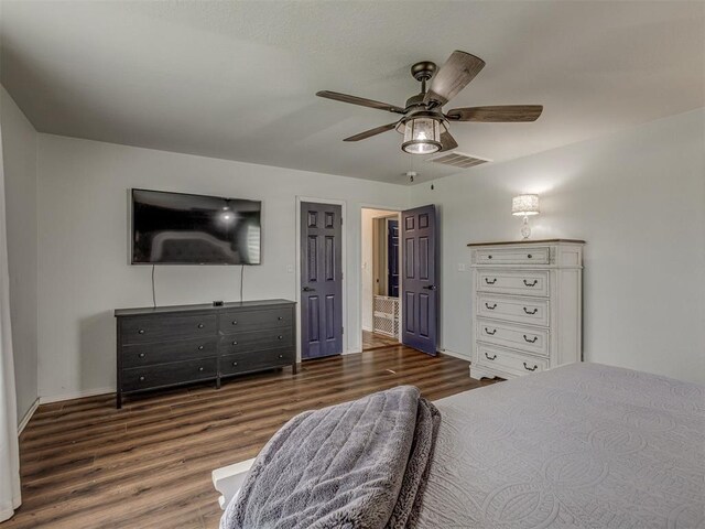 111 E Memorial, Marlow, OK 73055 - bedroom featuring wood finished floors and ceiling fan