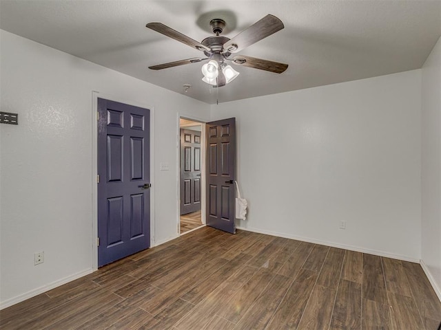 111 E Memorial, Marlow, OK 73055 - empty room featuring wood finished floors and ceiling fan