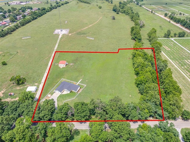 111 E Memorial, Marlow, OK 73055 - aerial view of sparsely populated area featuring property boundaries highlighted