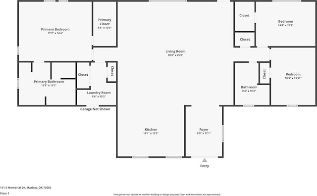 111 E Memorial, Marlow, OK 73055 - view of floor plan / room layout