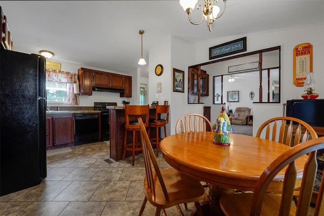 11221 N 1928th Rd, Sayre, OK 73662 - dining room with a chandelier and ceiling fan