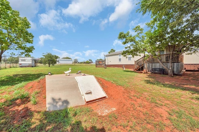 11221 N 1928th Rd, Sayre, OK 73662 - view of storm shelter featuring stairs and a yard