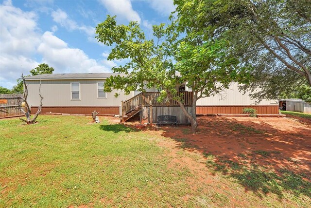 11221 N 1928th Rd, Sayre, OK 73662 - view of yard featuring stairs and a wooden deck