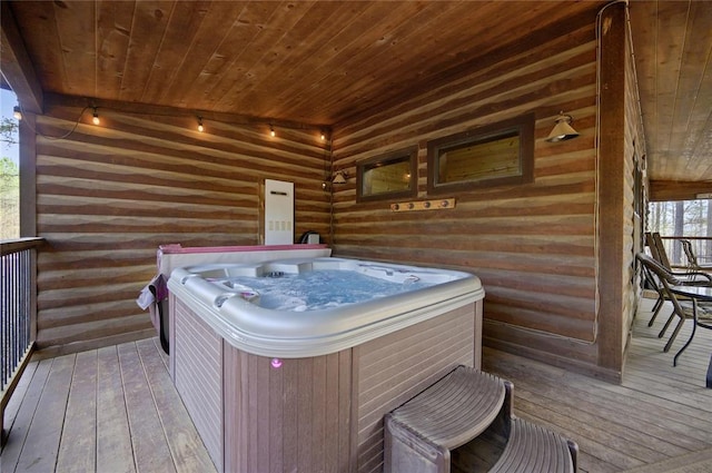 318 Camp Ranch Rd, Broken Bow, OK 74728 - wooden deck featuring a hot tub