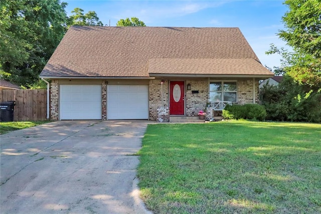 1001 NW 2nd St, Moore, OK 73160 - view of front of home featuring an attached garage, driveway, brick siding, and a porch