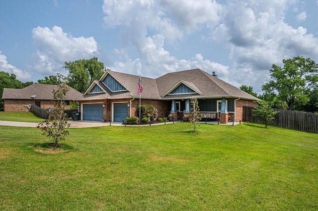 4450 Buffalo Hl, Guthrie, OK 73044 - craftsman-style home with an attached garage, brick siding, concrete driveway, board and batten siding, and a porch