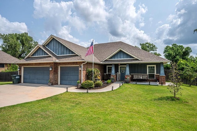 4450 Buffalo Hl, Guthrie, OK 73044 - craftsman inspired home featuring board and batten siding, brick siding, a garage, and concrete driveway