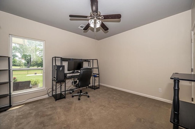 4450 Buffalo Hl, Guthrie, OK 73044 - office area with carpet flooring and ceiling fan
