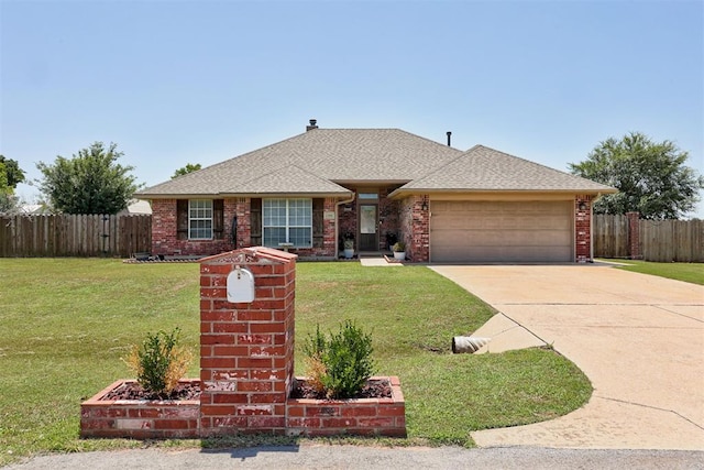 1106 Polk St, Piedmont, OK 73078 - view of front of home featuring a garage, concrete driveway, brick siding, and roof with shingles