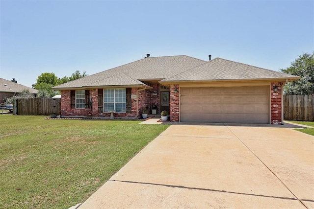 1106 Polk St, Piedmont, OK 73078 - view of front of property featuring an attached garage, brick siding, concrete driveway, and roof with shingles