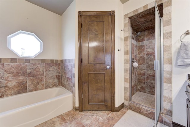 1106 Polk St, Piedmont, OK 73078 - bathroom featuring a garden tub and a stall shower