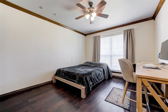 1106 Polk St, Piedmont, OK 73078 - bedroom with ornamental molding, wood finished floors, and ceiling fan