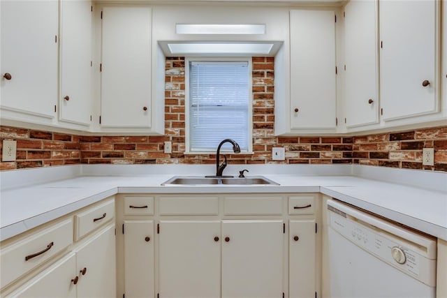 1417 Downing St, The Village, OK 73120 - kitchen featuring white dishwasher, light countertops, and white cabinets