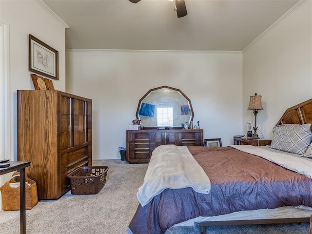 2404 Pawnee Xing, Edmond, OK 73034 - carpeted bedroom featuring ornamental molding and a ceiling fan