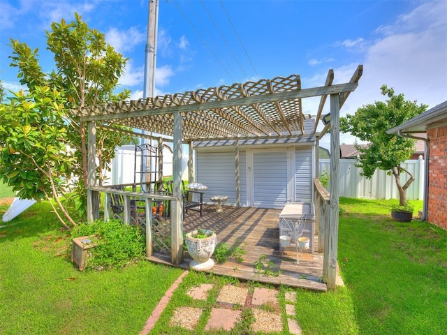 1917 Goldenrod Ln, Midwest City, OK 73130 - back of house featuring a pergola and a wooden deck