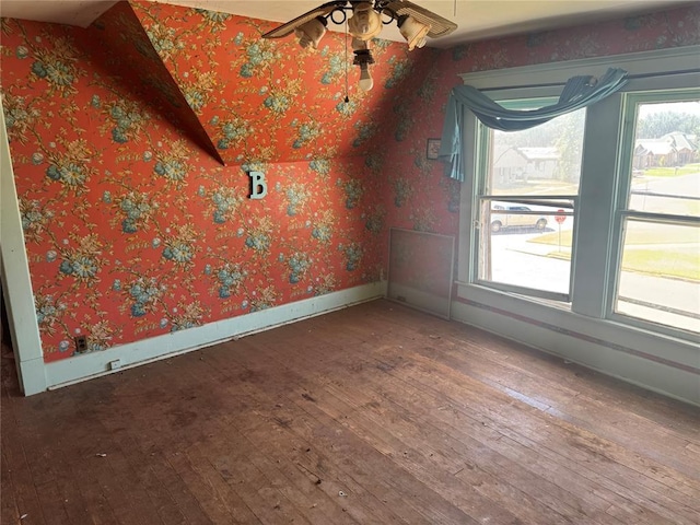 additional living space featuring wood-type flooring and a ceiling fan