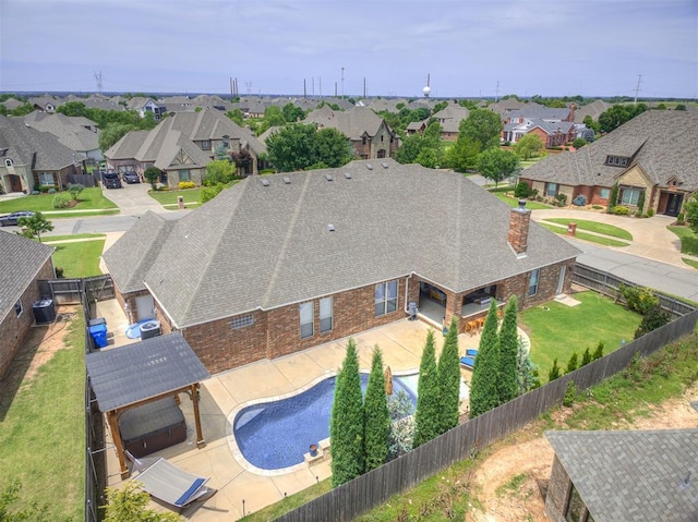 4311 Moorgate Dr, Norman, OK 73072 - aerial perspective of suburban area with a pool