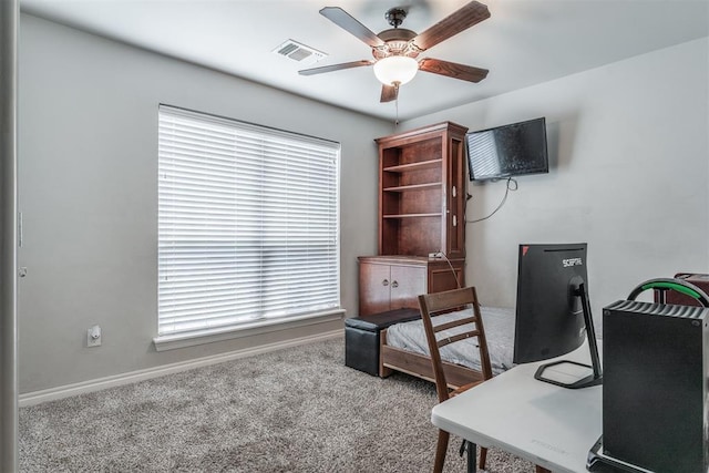 3309 Austrian Pine Ln, Yukon, OK 73099 - carpeted office with a ceiling fan and baseboards