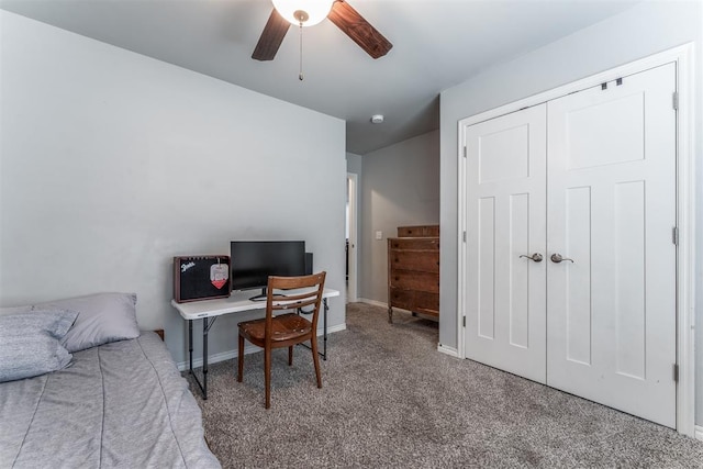 3309 Austrian Pine Ln, Yukon, OK 73099 - carpeted bedroom with a closet and ceiling fan