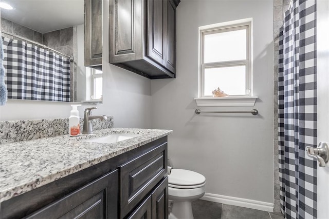 3309 Austrian Pine Ln, Yukon, OK 73099 - full bathroom featuring vanity, a shower with curtain, and tile patterned flooring
