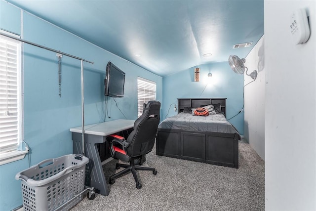 3309 Austrian Pine Ln, Yukon, OK 73099 - carpeted bedroom with lofted ceiling and a desk