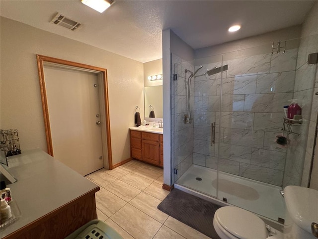 35352 Ew 1260th Rd, Seminole, OK 74868 - full bath featuring vanity, a stall shower, and tile patterned flooring